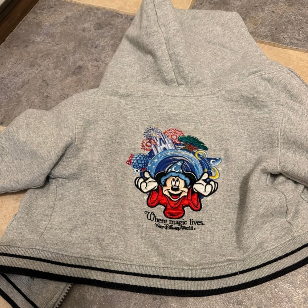Disney Kids Gray Hoodie with Mickey Mouse and Fireworks